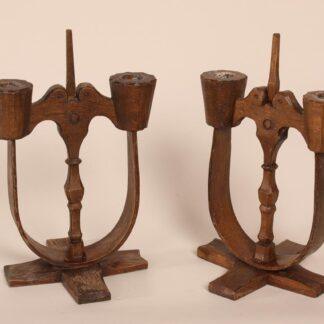 Old Swedish wooden candle holders