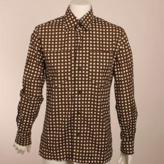 Vintage Marimekko ruudullinen paita S / Brown Squared Button Down Shirt Unisex S