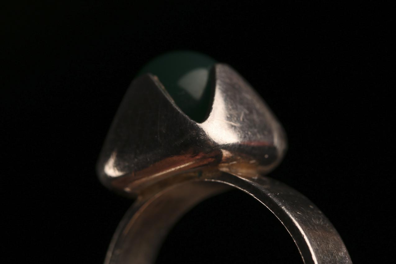 Elis Kauppi Kupittaan Kulta hopea sormus / Green Stone Silver Ring - Image 8