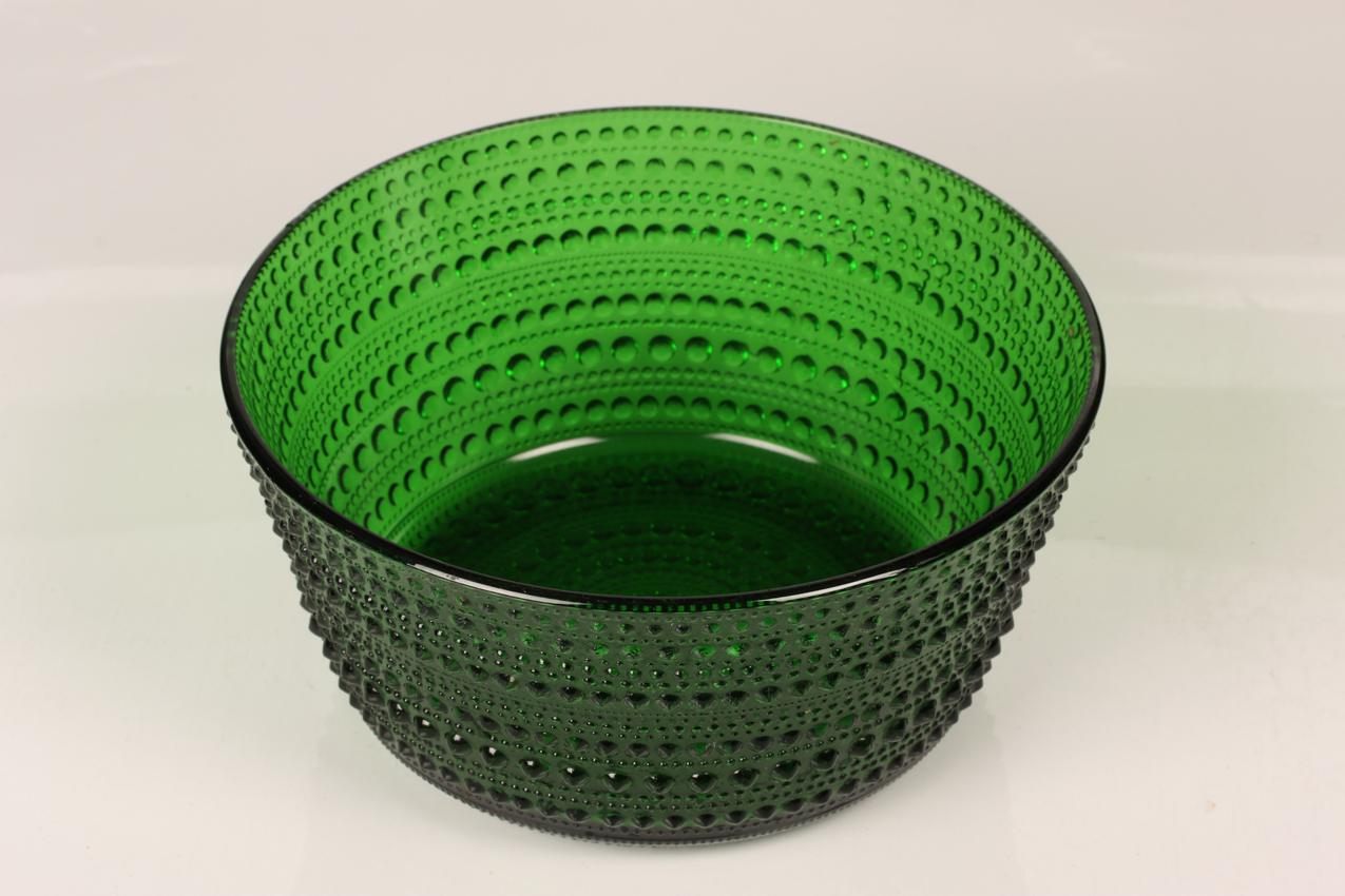 Vintage Oiva Toikka Nuutajärvi iso vihreä Kastehelmi kulho / Green glass bowl - Image 3