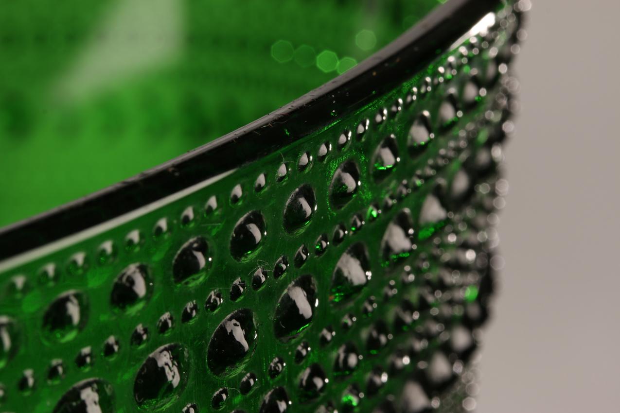 Vintage Oiva Toikka Nuutajärvi iso vihreä Kastehelmi kulho / Green glass bowl - Image 5