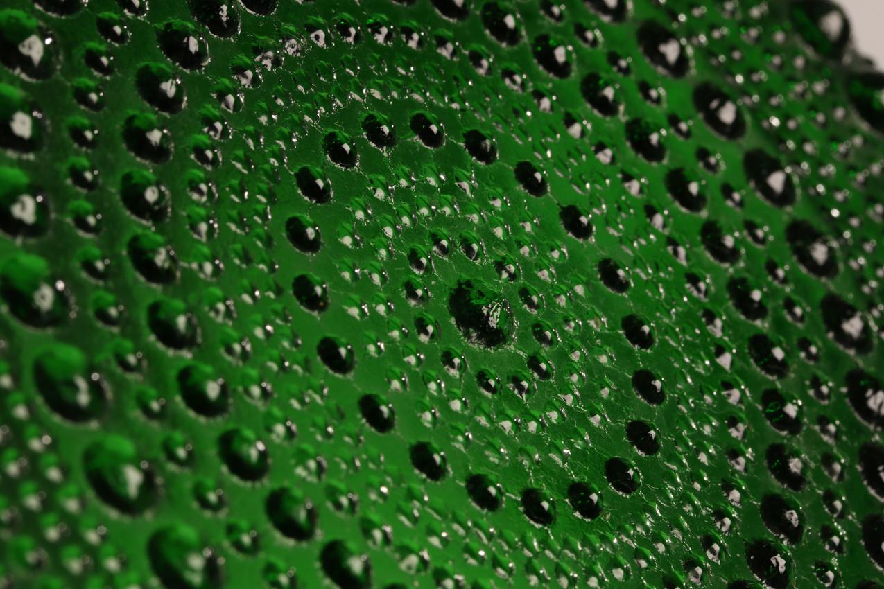 Vintage Oiva Toikka Nuutajärvi iso vihreä Kastehelmi kulho / Green glass bowl - Image 6