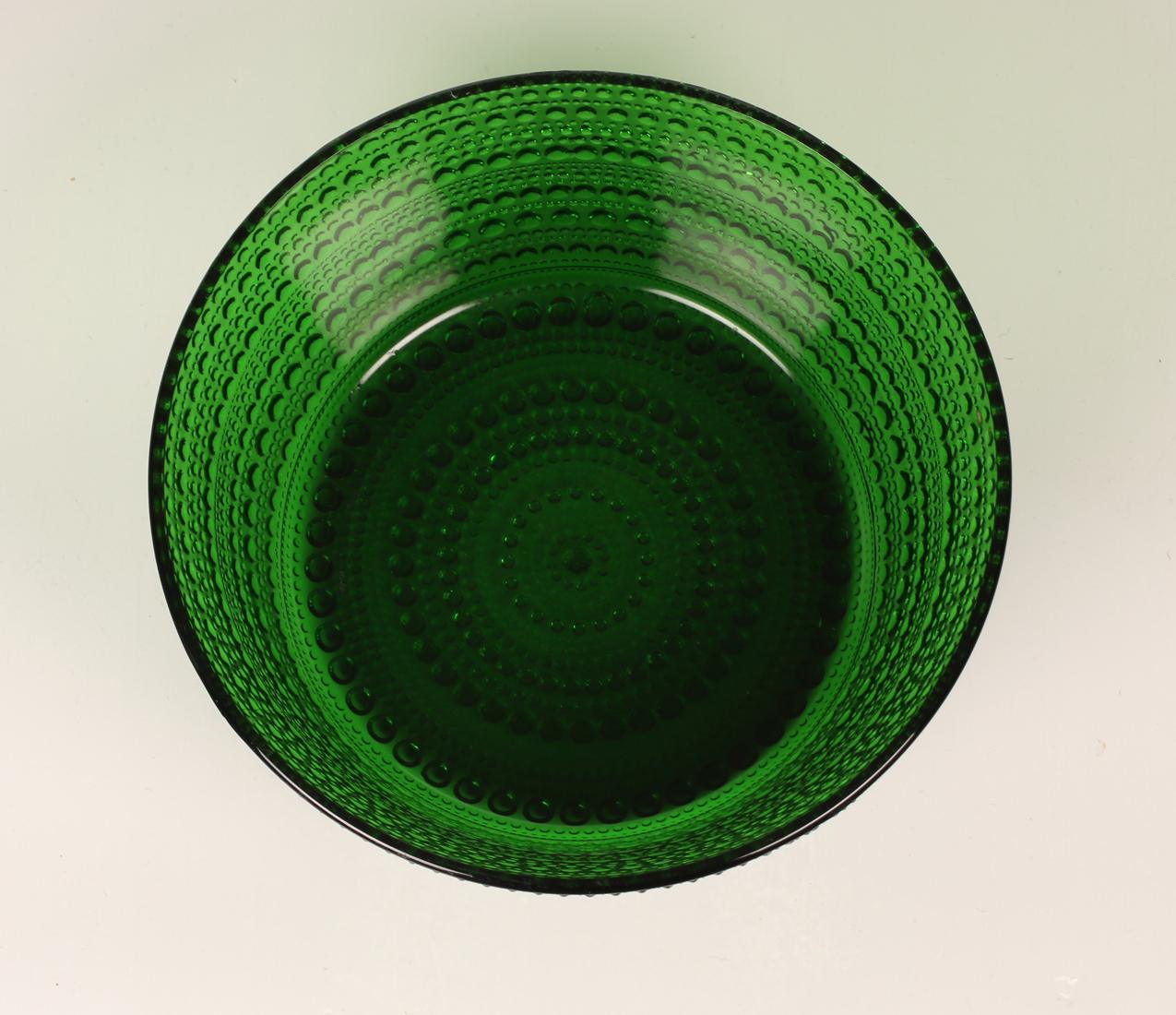 Vintage Oiva Toikka Nuutajärvi iso vihreä Kastehelmi kulho / Green glass bowl - Image 7