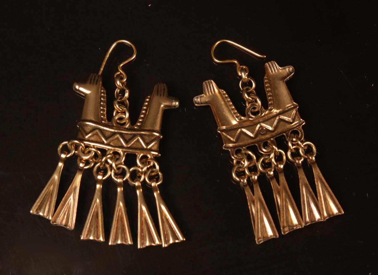 Vintage Kalevala Koru “Kaksipäinen hevonen” -korvakorut / Bronze earrings - Image 3