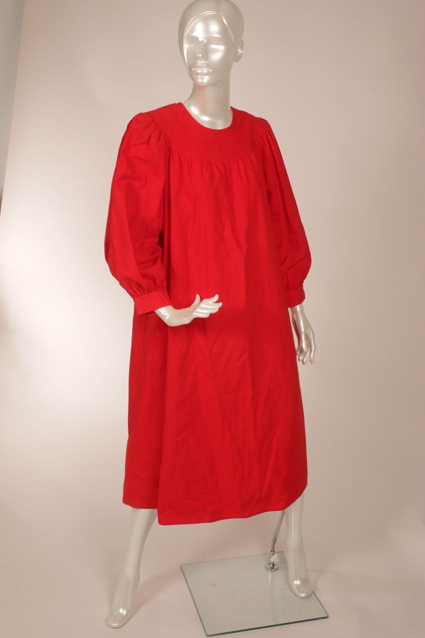 Vintage Vuokko punainen puhvihihainen mekko S