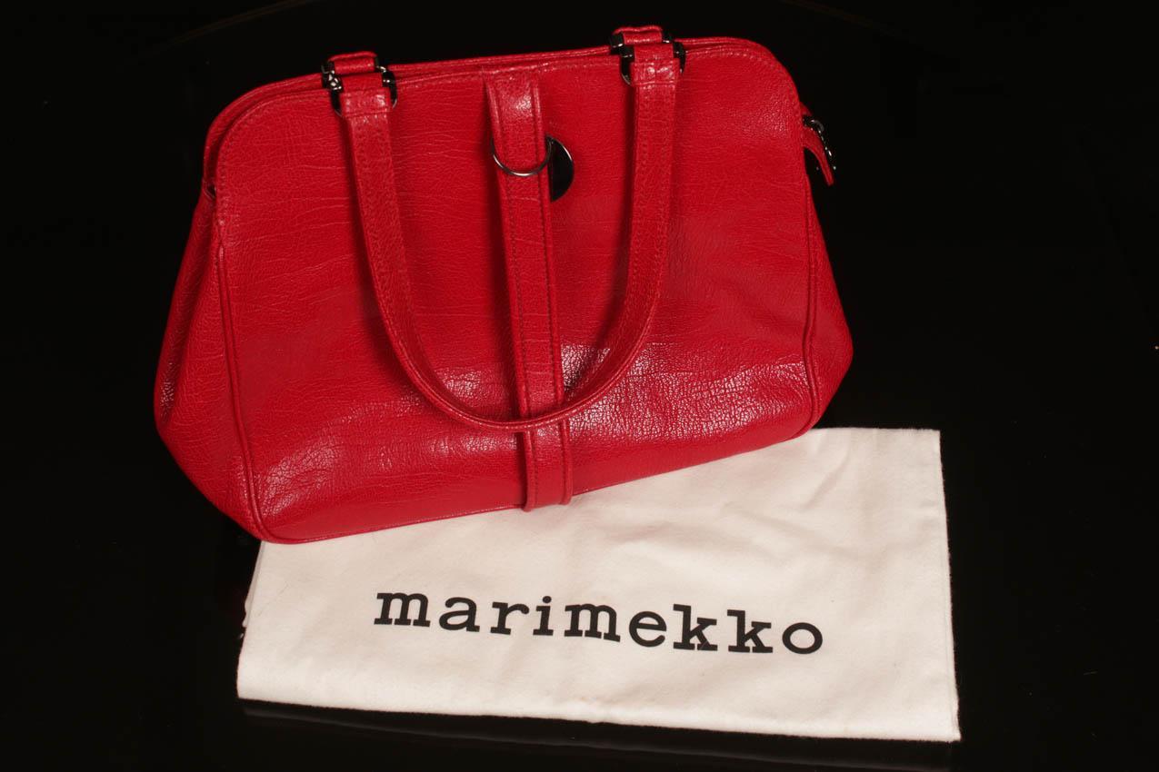 Marimekko punainen nahkainen käsilaukku Virva Launo