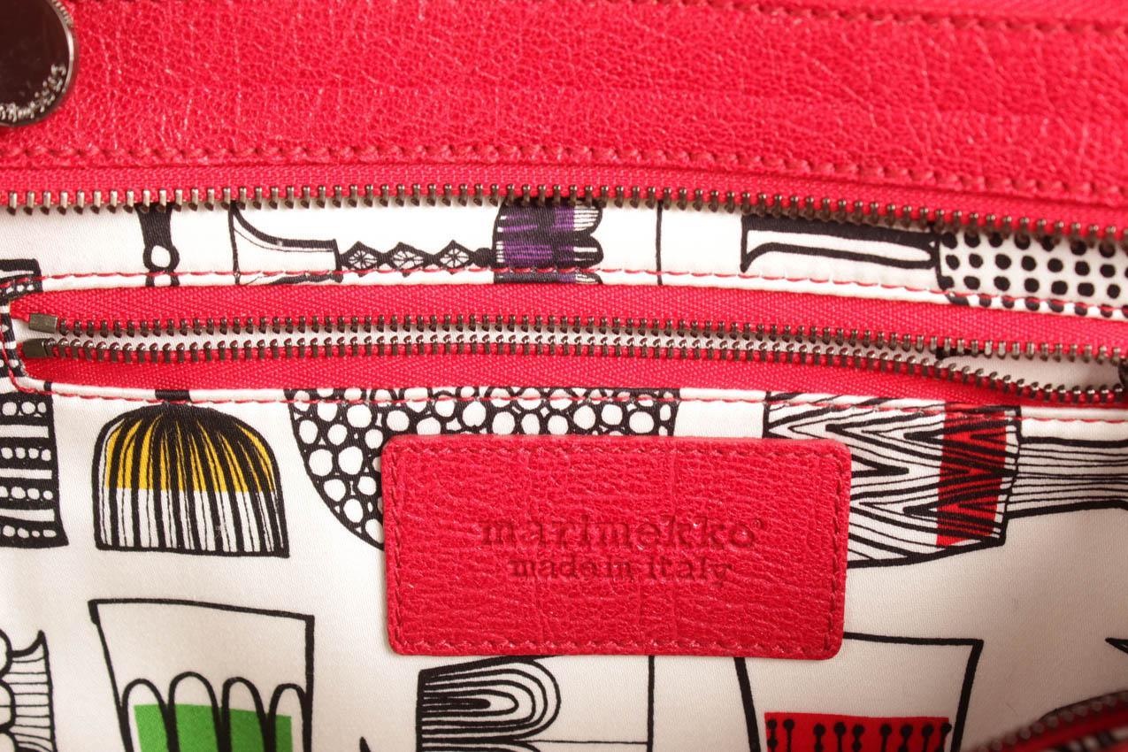 Marimekko punainen nahkainen käsilaukku Virva Launo - Image 6