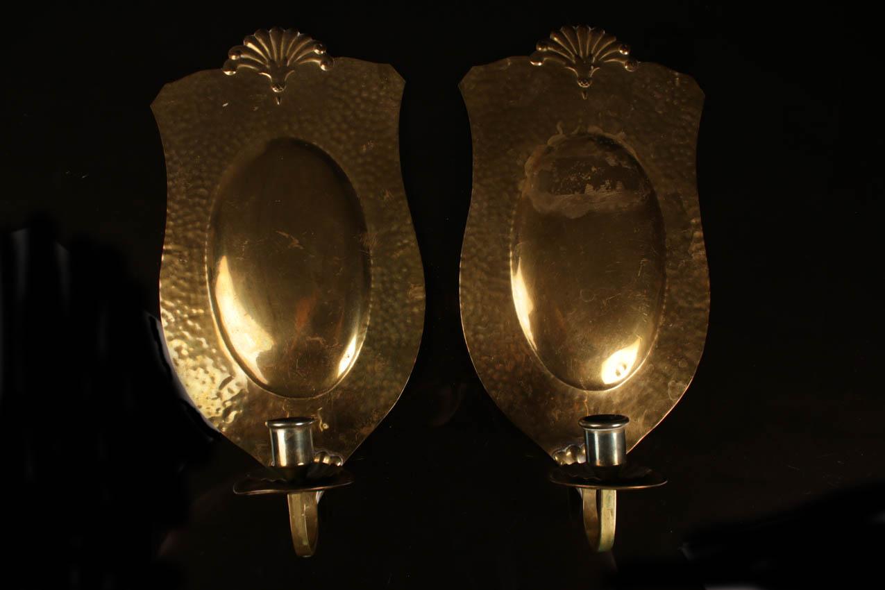 Knut Eriksson messinkinen lampettipari / Pair of brass candle wall sconce Knut Eriksson