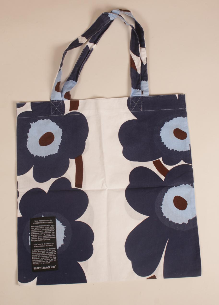 Marimekko harvinainen sininen Unikko Hopeamitali-kassi