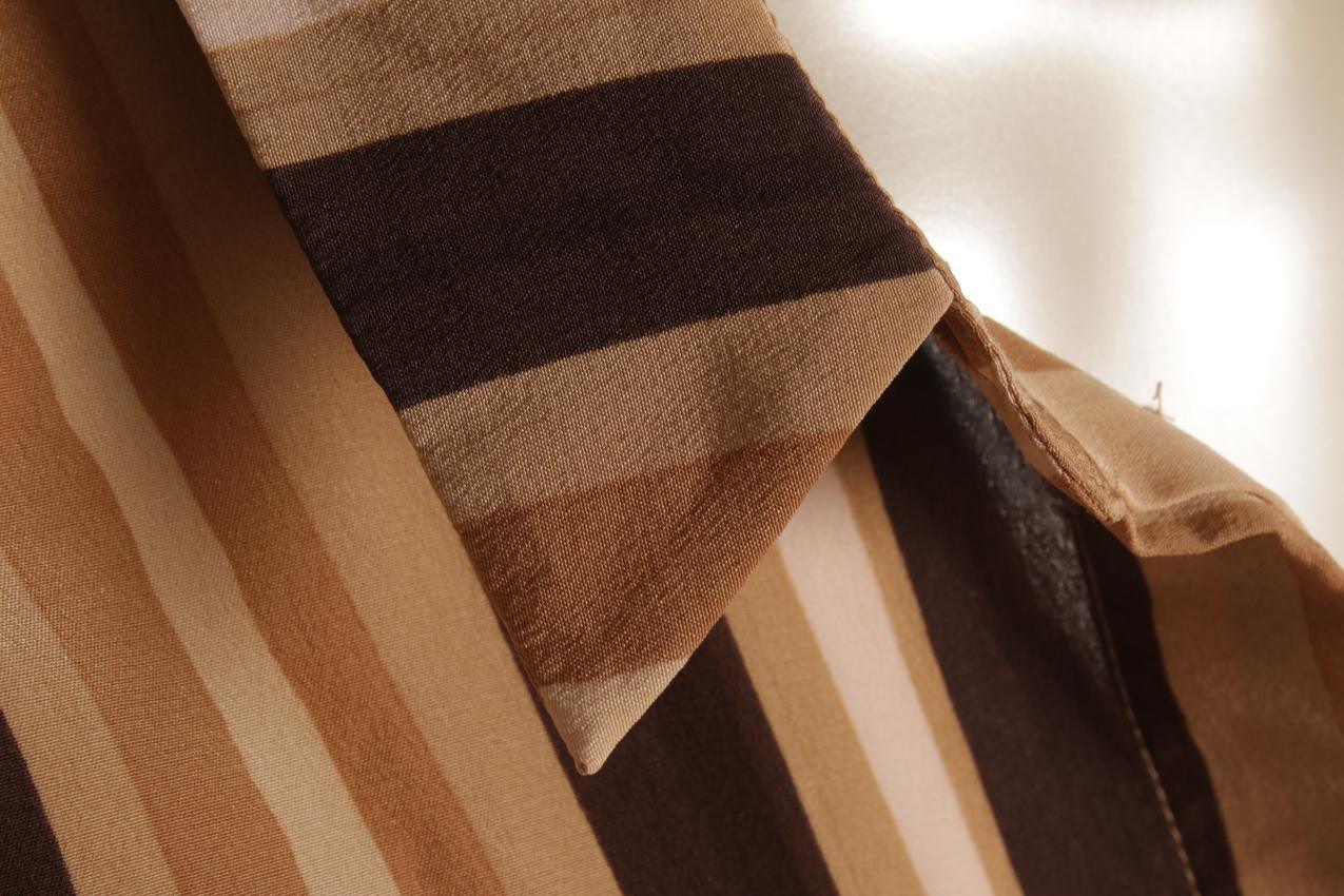 Marimekko ruskearaidallinen Roksana silkkipaita M - Image 5