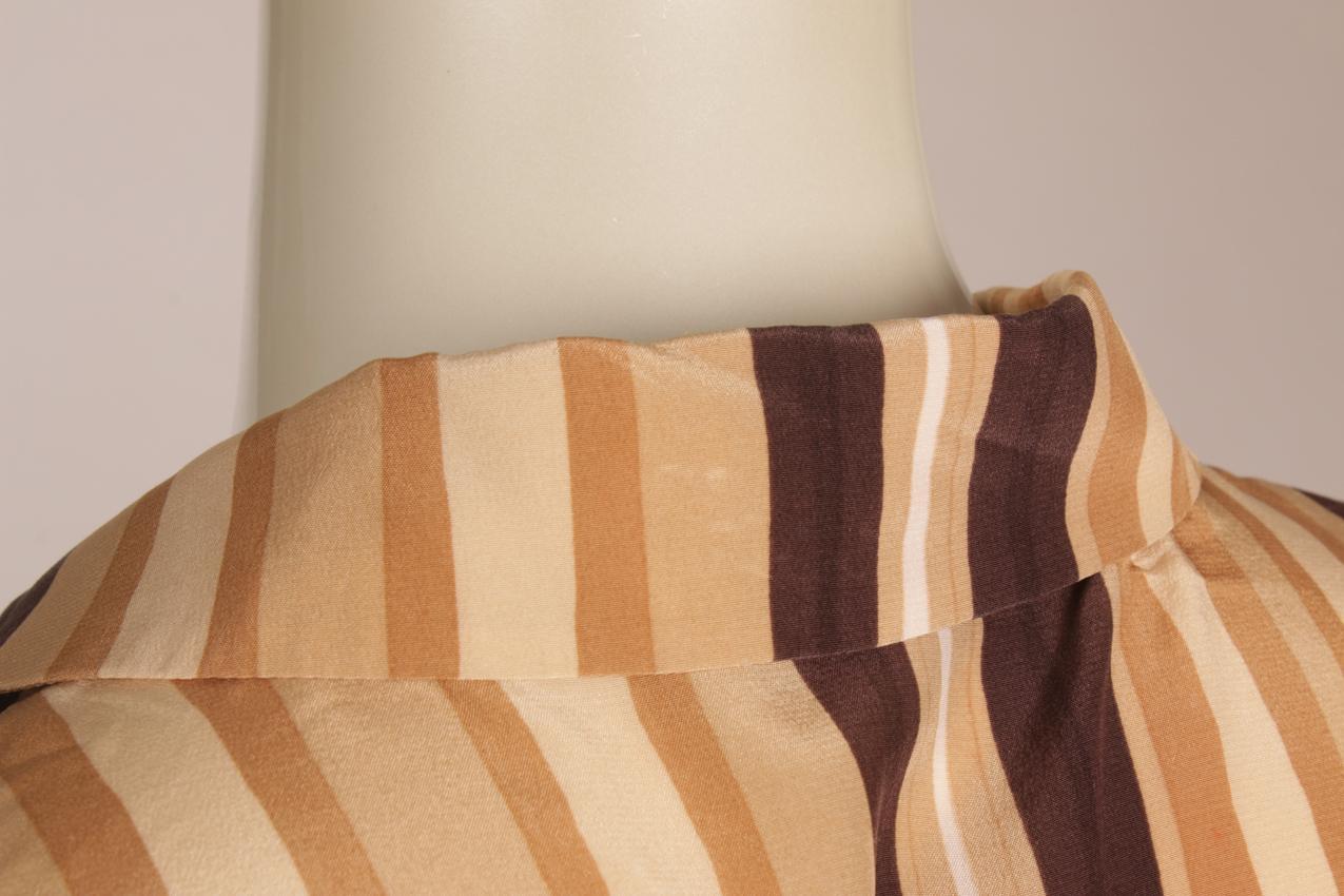 Marimekko ruskearaidallinen Roksana silkkipaita M - Image 8