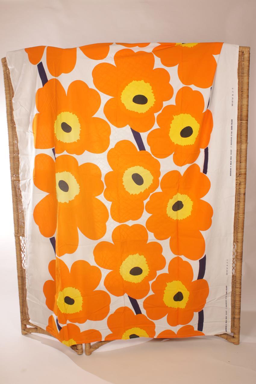 Vintage Marimekko oranssi Unikko kangas verho