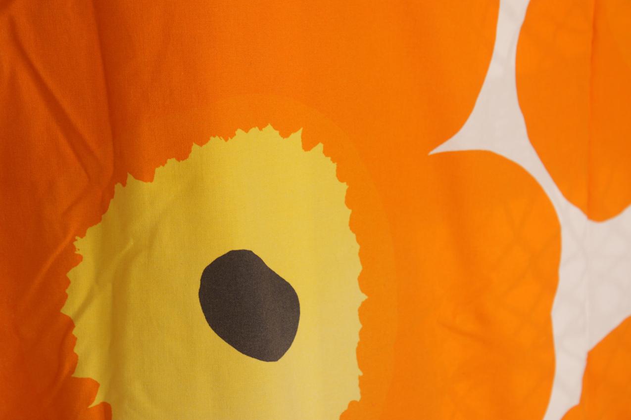 Vintage Marimekko oranssi Unikko kangas verho - Image 3