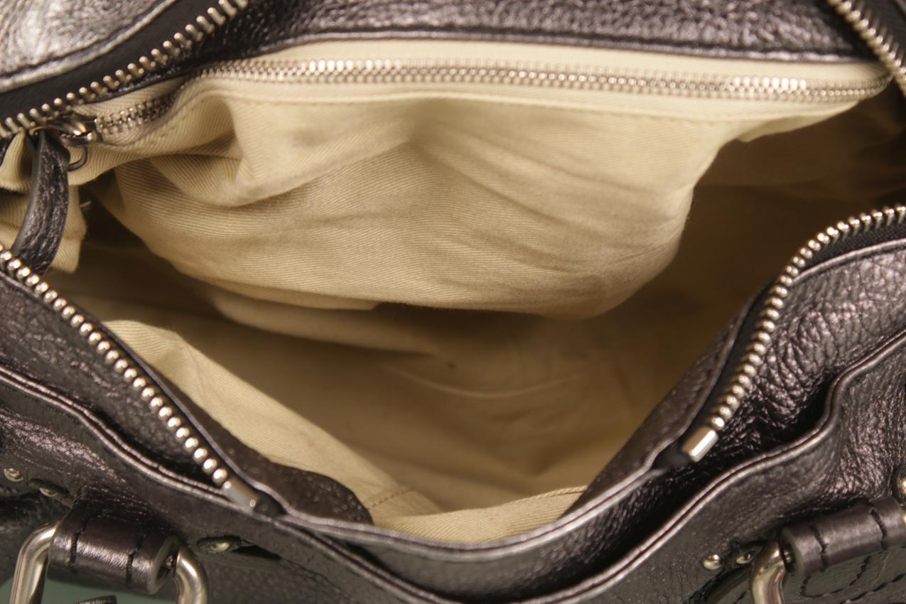 Chloe metallinhohtoinen tummanharmaa Medium Paddington satchel nahkainen olkalaukku - Image 16