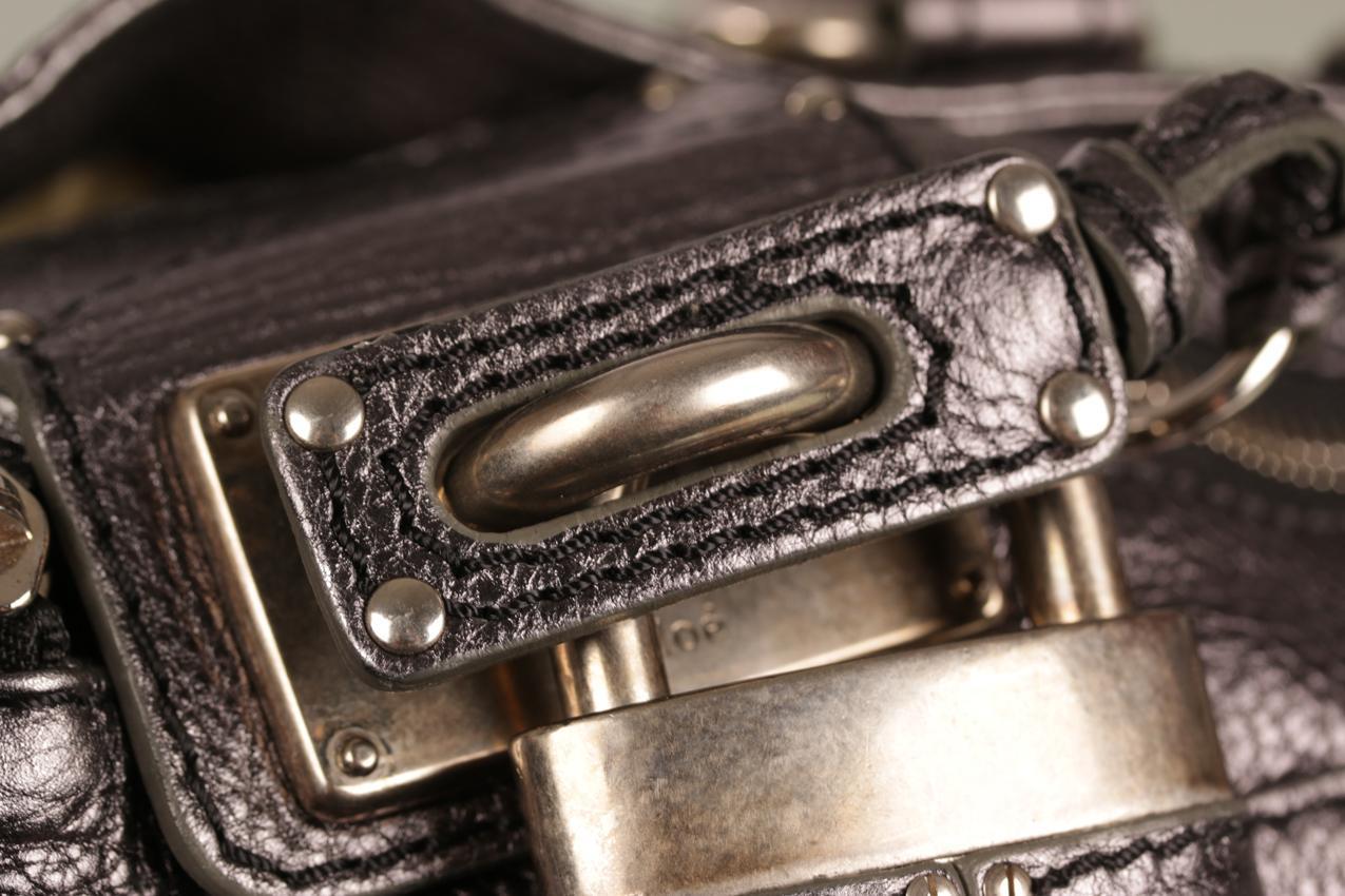Chloe metallinhohtoinen tummanharmaa Medium Paddington satchel nahkainen olkalaukku - Image 17