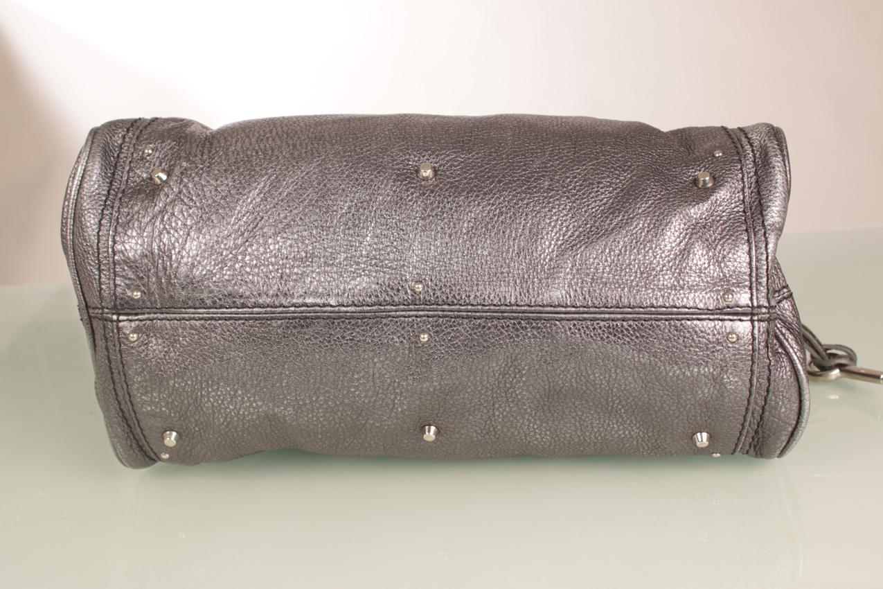 Chloe metallinhohtoinen tummanharmaa Medium Paddington satchel nahkainen olkalaukku - Image 7