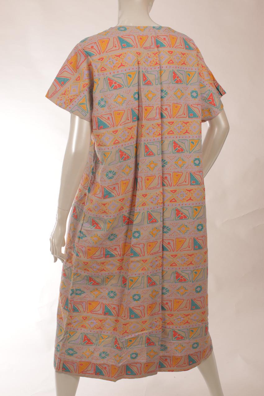 Vintage Marimekko abstrakti-kuvioinen pellavamekko L - Image 10