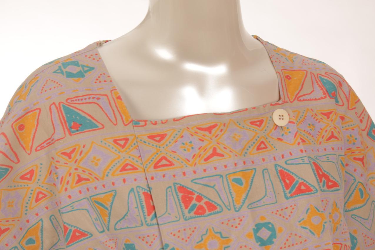 Vintage Marimekko abstrakti-kuvioinen pellavamekko L - Image 6