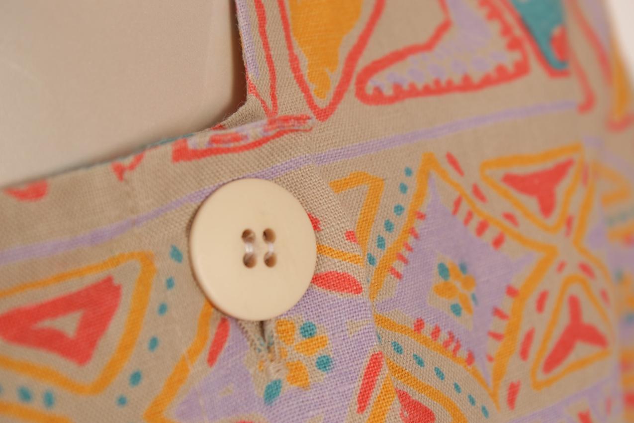 Vintage Marimekko abstrakti-kuvioinen pellavamekko L - Image 7
