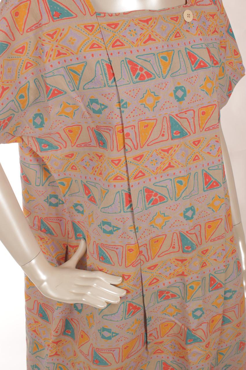 Vintage Marimekko abstrakti-kuvioinen pellavamekko L - Image 8