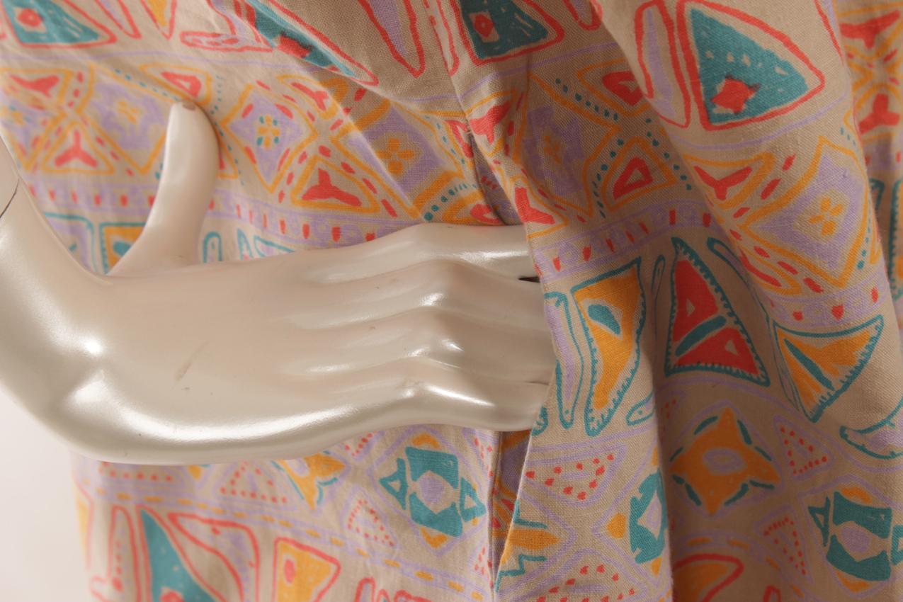Vintage Marimekko abstrakti-kuvioinen pellavamekko L - Image 9