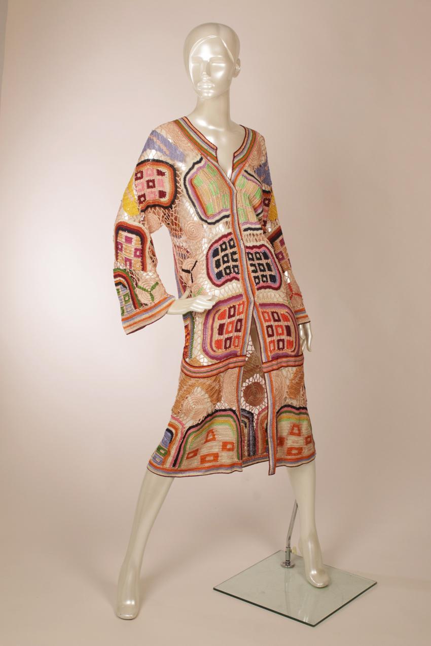 Missoni Limited Edition 2005 139/250 kirjava virkattu pitkä neuletakki L M