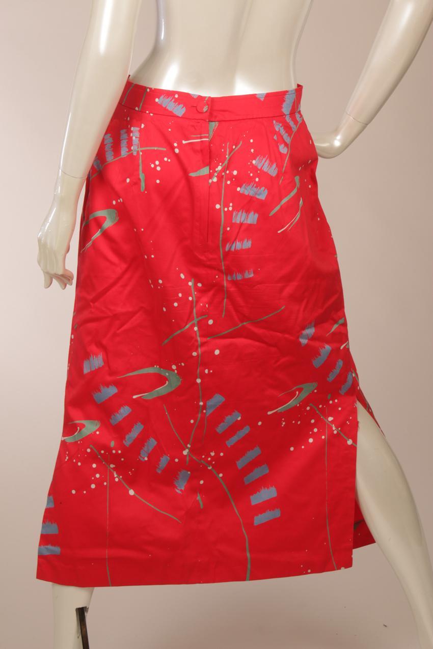 Vintage Marimekko punainen abstraktikuvioinen hame ja jakku M - Image 6