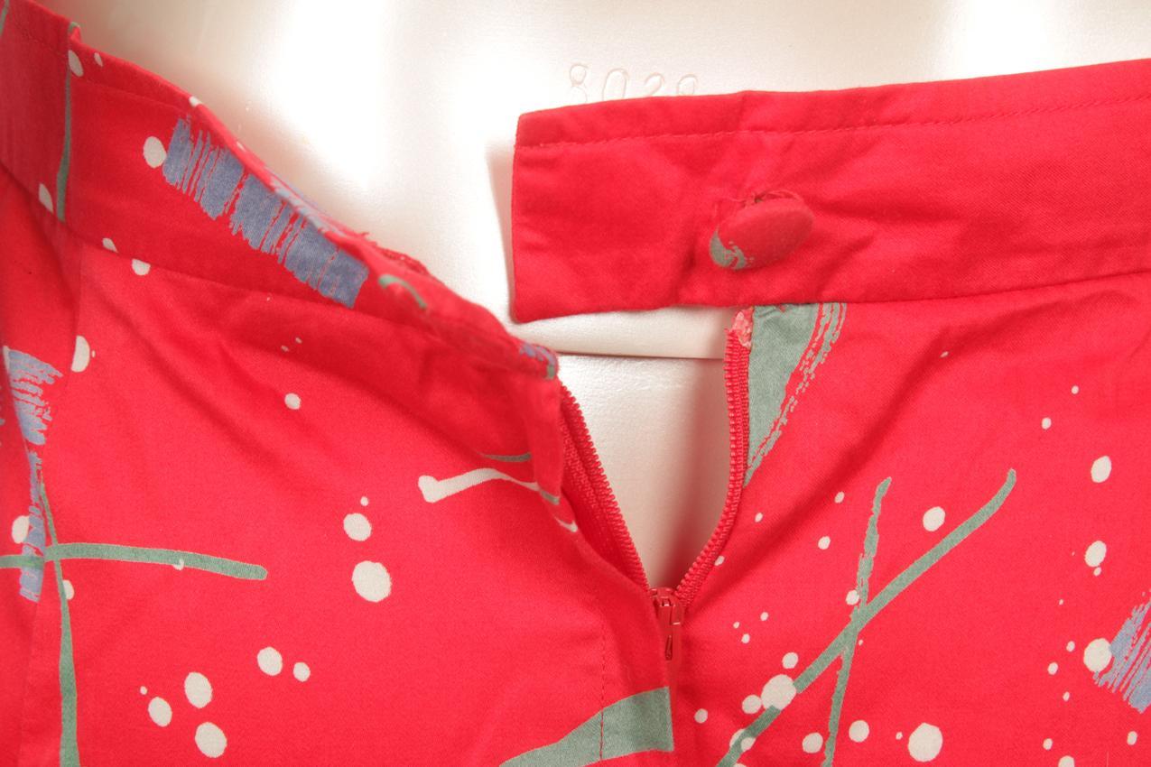 Vintage Marimekko punainen abstraktikuvioinen hame ja jakku M - Image 8