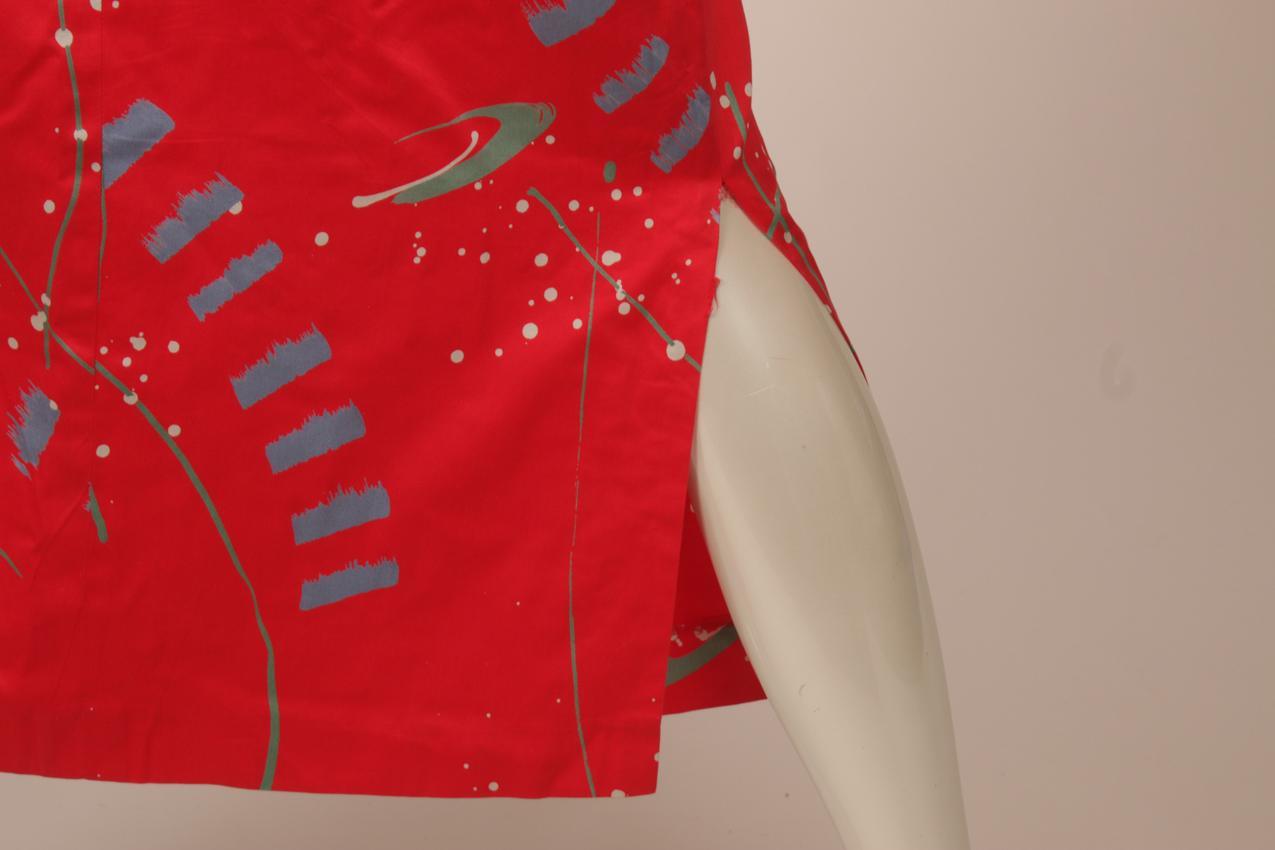 Vintage Marimekko punainen abstraktikuvioinen hame ja jakku M - Image 9