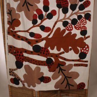 Vintage Marimekko Katsuji Wakisaka ruskea “Sademetsä” verho kangas