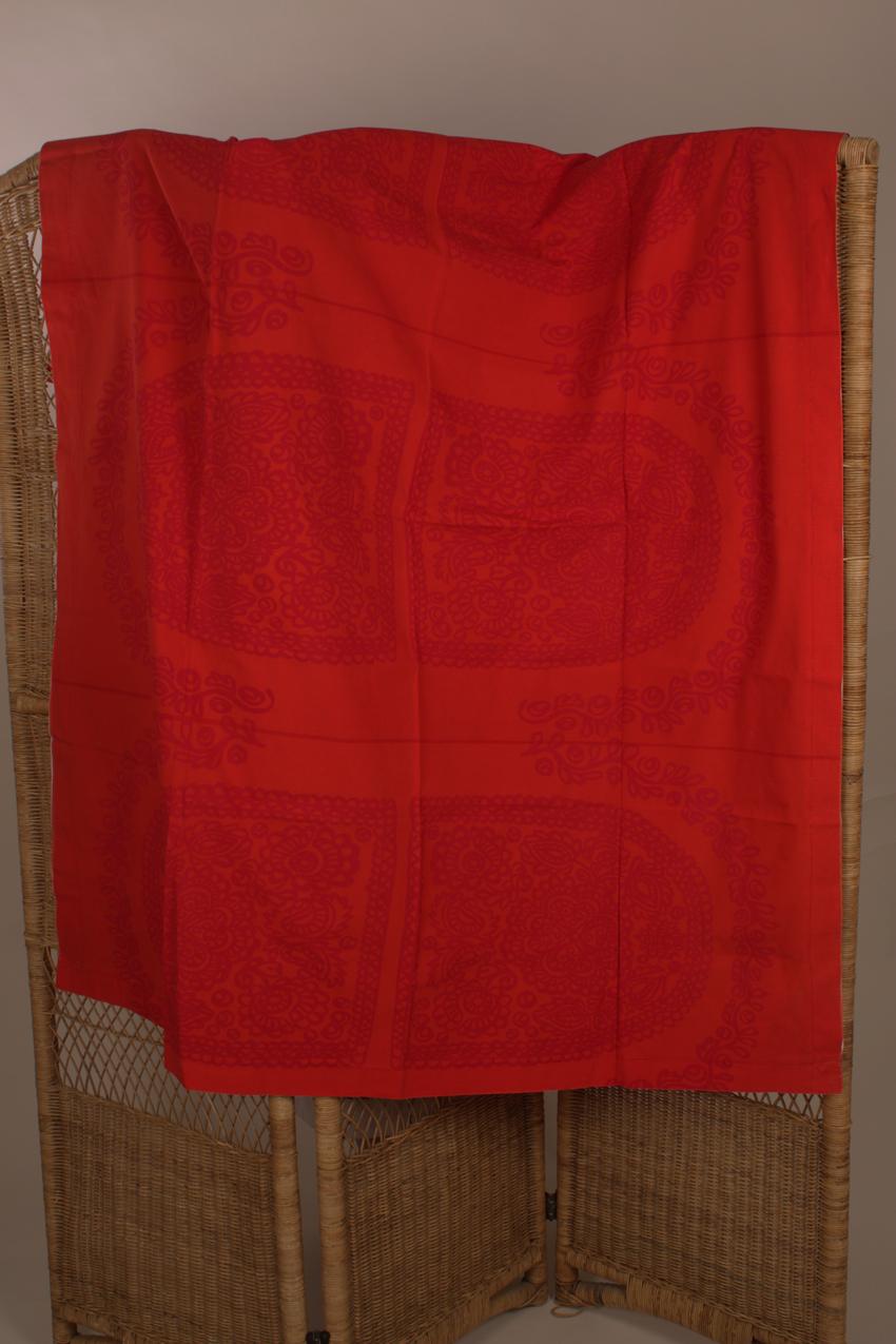 Vintage Marimekko Printex Maija Isola punainen “Kirgiisi” kangas pöytäliina