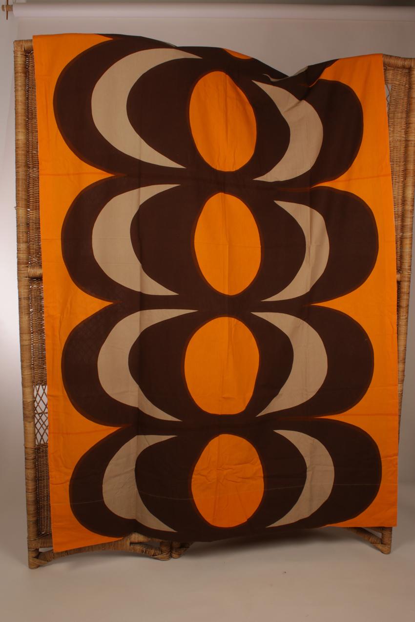 Vintage Marimekko Maija Isola ruskea/oranssi “Kaivo” kangas