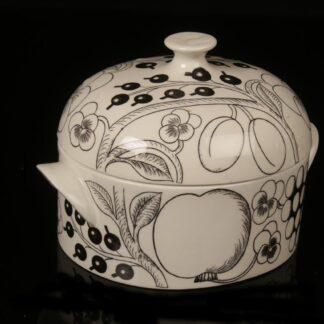 Vintage Arabia Birger Kaipiainen black and white terrine ”Paratiisi”