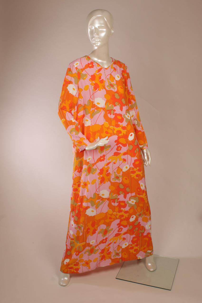 Marimekko oranssisävyinen abstraktikuvioinen Kresta-maksimekko 38