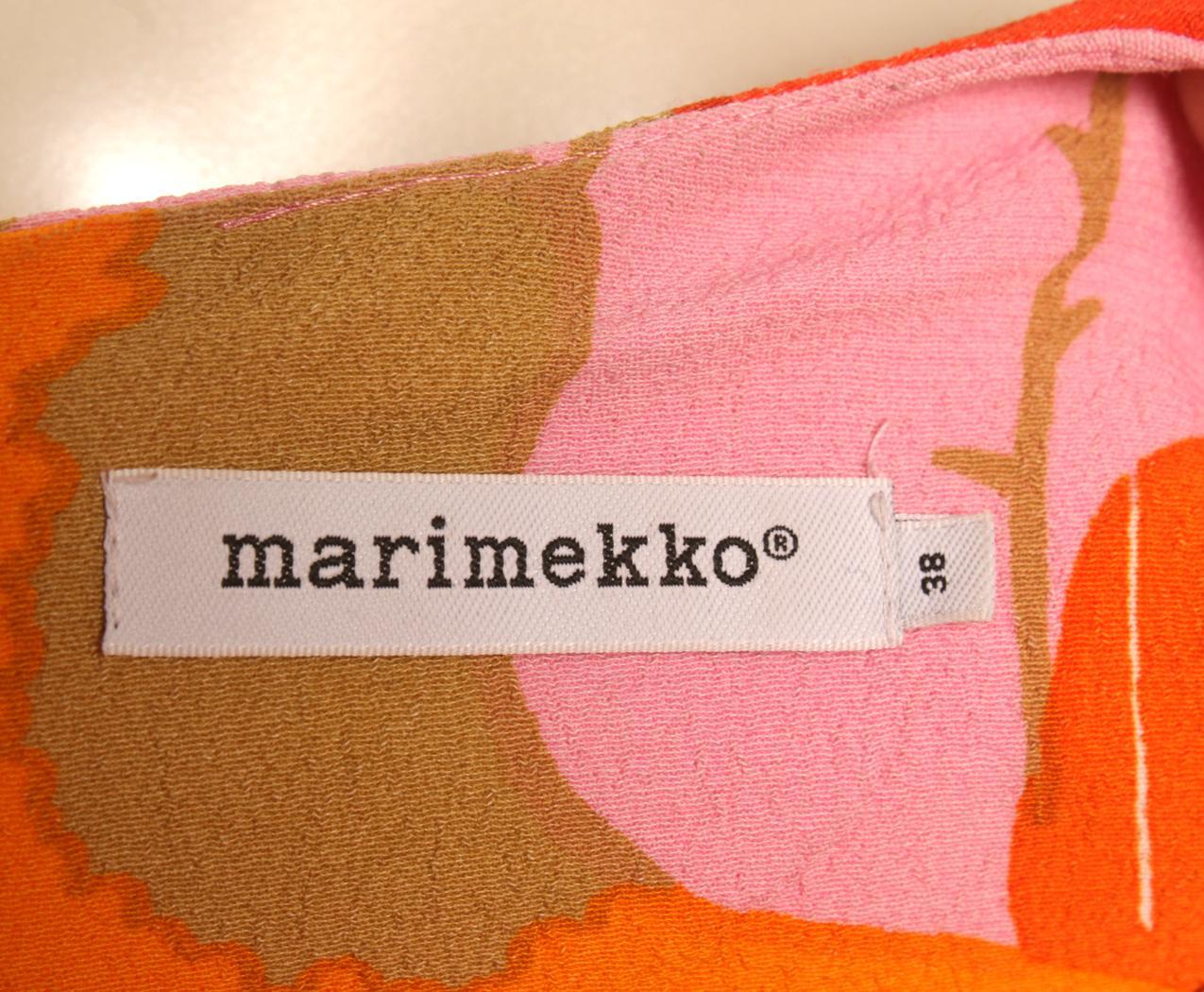 Marimekko oranssisävyinen abstraktikuvioinen Kresta-maksimekko 38 - Image 9