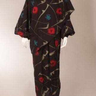 Vintage Marimekko 80´s abstract patterned wool fabric dress M