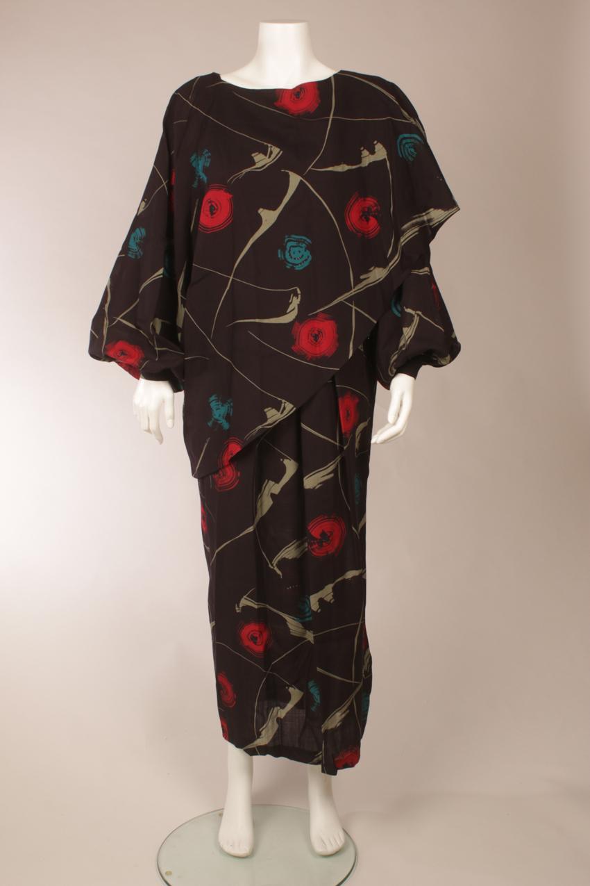 Vintage Marimekko 80´s abstract patterned wool fabric dress M