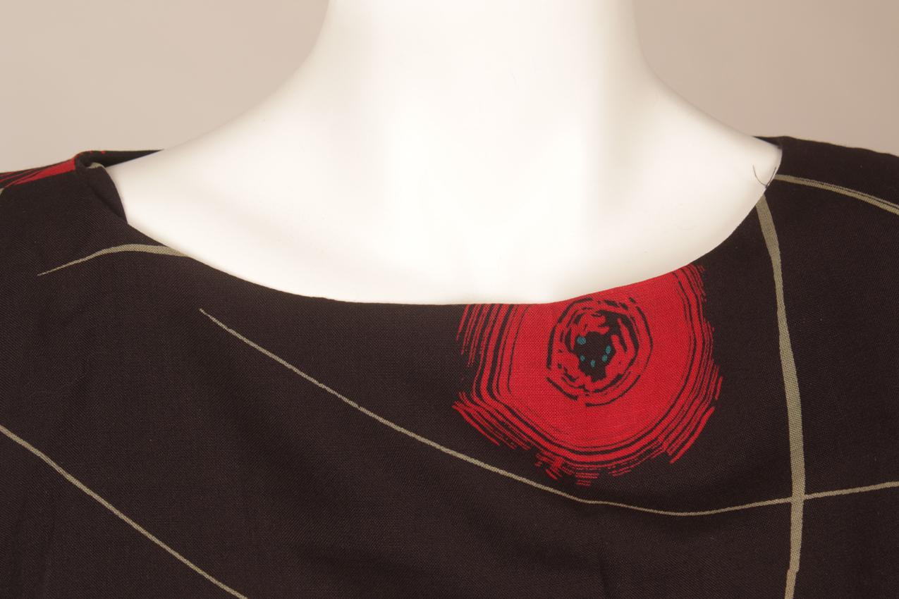Vintage Marimekko 80´s abstract patterned wool fabric dress M - Image 3