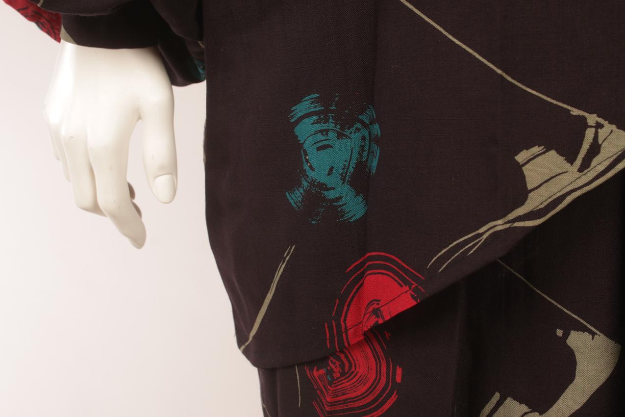 Vintage Marimekko 80´s abstract patterned wool fabric dress M - Image 4