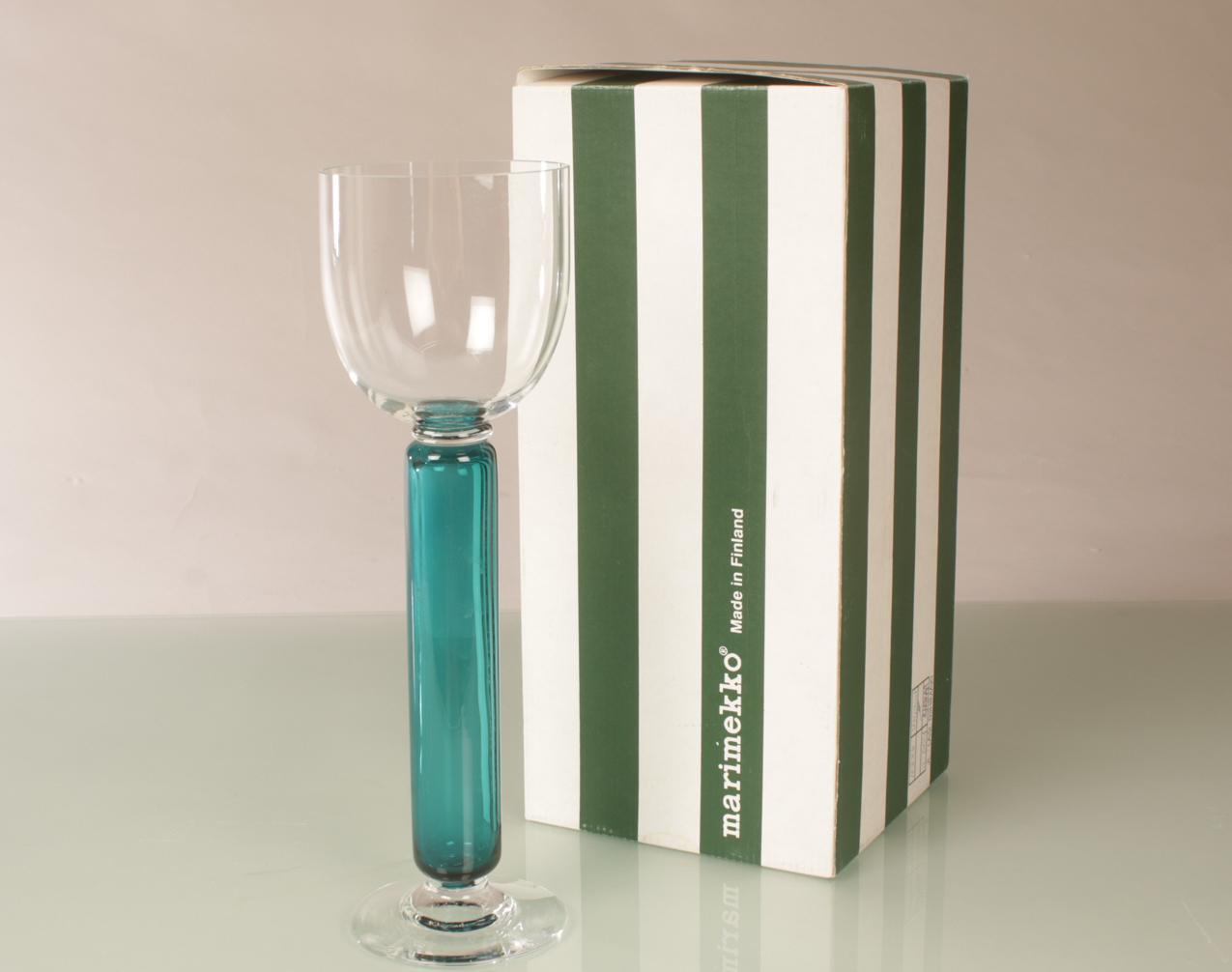 Vintage Marimekko JL-Lasi Riihimäki Brita Flander ”Seitsemän veljestä” iso jalallinen lasi - Image 7