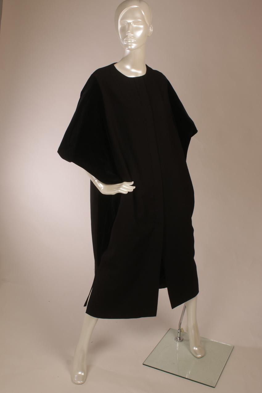 Vintage Marimekko black wool fabric velvet coat S M