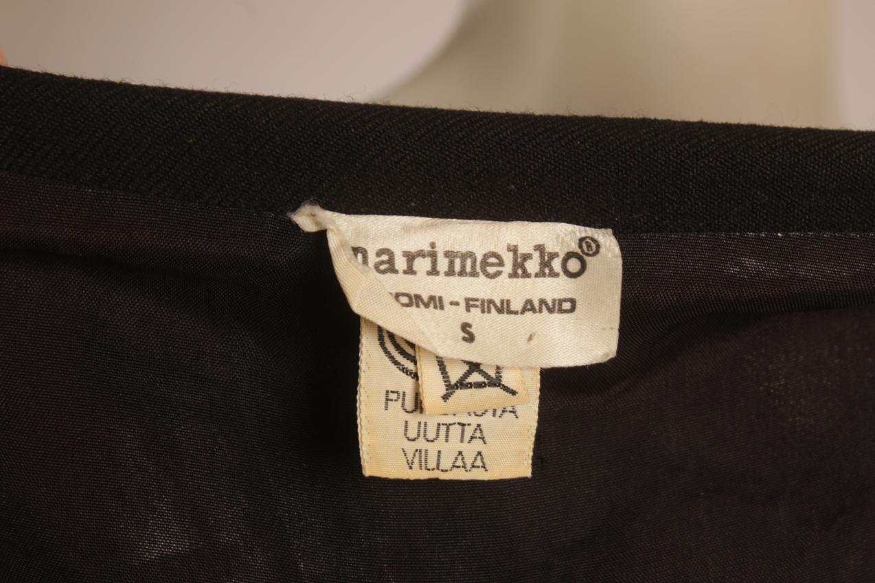 Vintage Marimekko black wool fabric velvet coat S M - Image 12