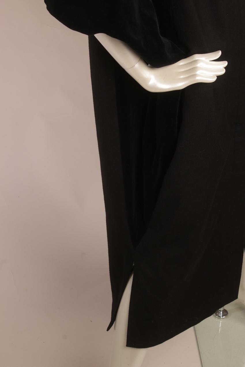 Vintage Marimekko black wool fabric velvet coat S M - Image 7