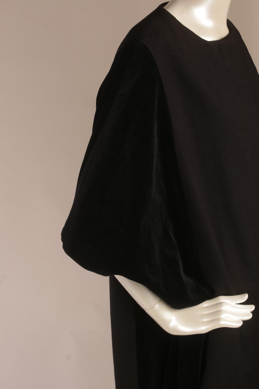 Vintage Marimekko black wool fabric velvet coat S M - Image 8