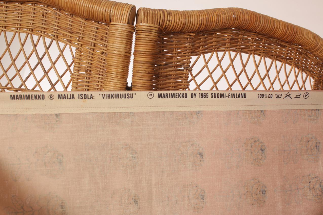 Vintage Marimekko roosa ruskea Vihkiruusu kangas verho - Image 4