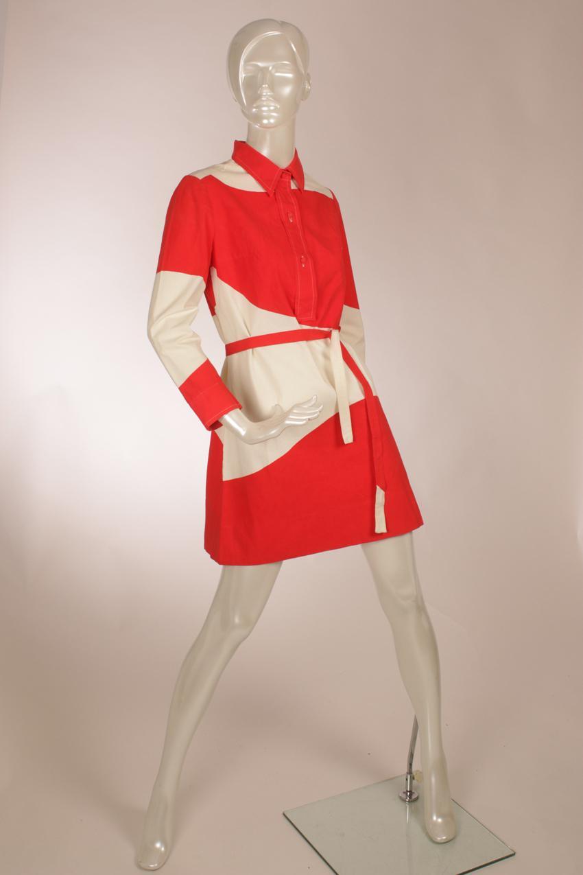 Vintage Vuokko punavalkoinen paitamekko XS