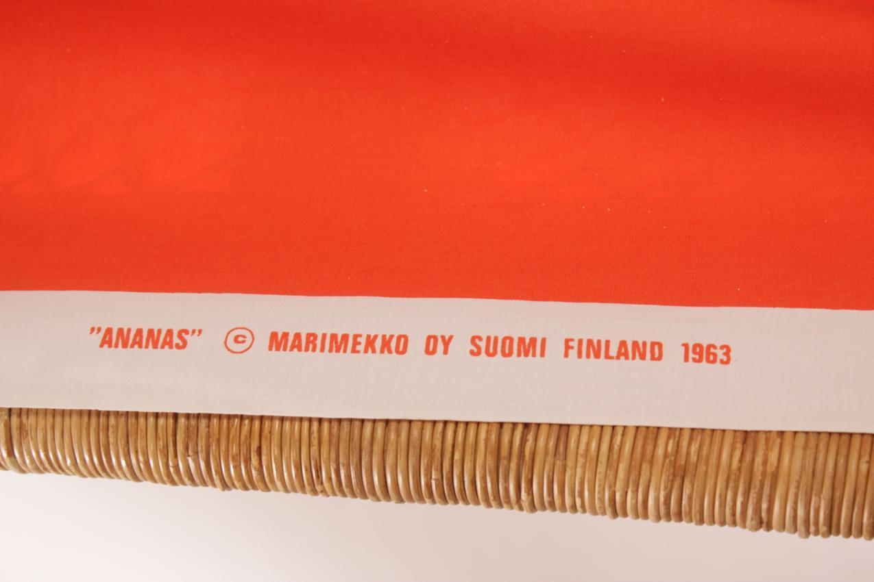 Vintage Marimekko Maija Isola oranssin sävyinen ”Ananas” kangas - Image 4