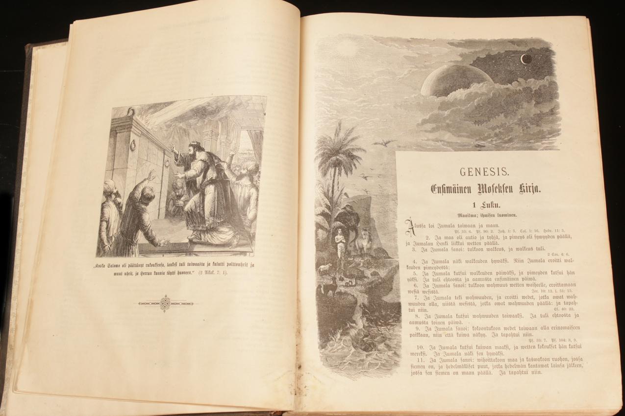 Antiikkinen ”Kodin kuvaraamattu” Biblia Gummerus Jyväskylä 1893 - Image 7