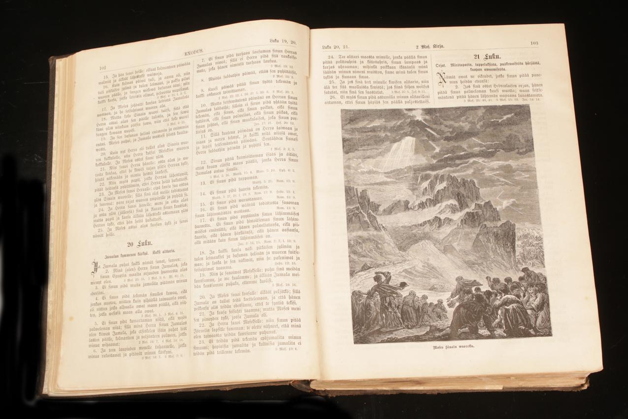 Antiikkinen ”Kodin kuvaraamattu” Biblia Gummerus Jyväskylä 1893 - Image 9
