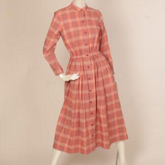 Vintage Marimekko pink checkered pattern dress M S